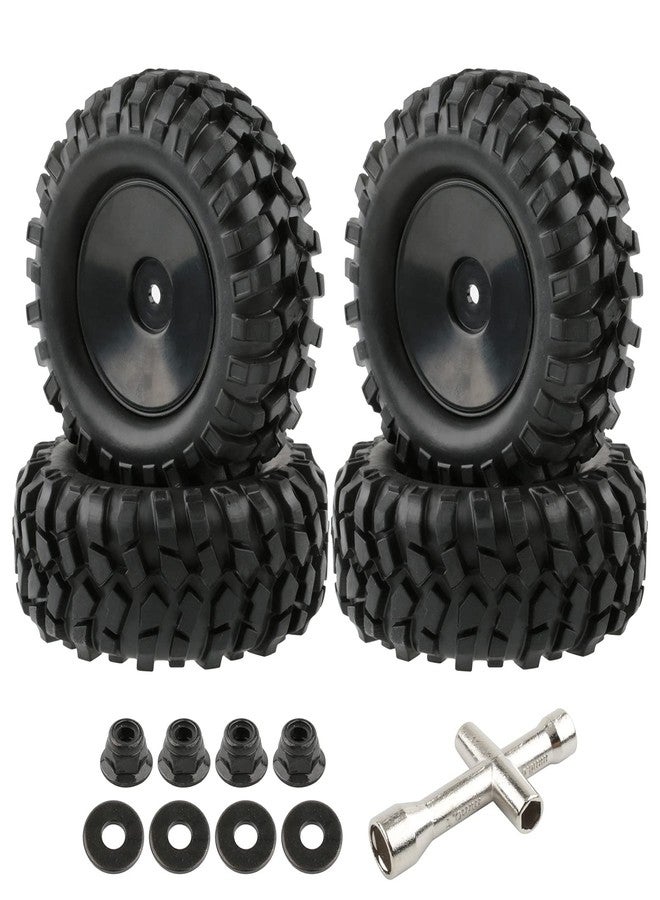 Rchobbytop 4pcs 1/10 Wheels and Tires with Lock Nuts Washers Wrench, 12mm Hex Hard Dish Wheel for Racing Off Road Buggy Truck Rock Crawler RC4WD Tamiya MST HSP CR12 - Image 2